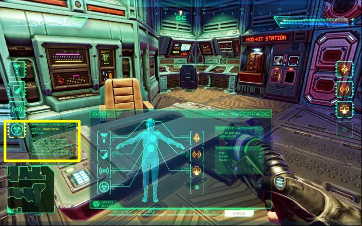 From now on, you can activate the Environmental Protection Pack manually (either from the Ware menu or alternatively by asg a keyboard shortcut to it) - System Shock Remake: How to avoid radiation and biological contamination? - FAQ - System Shock Remake Guide