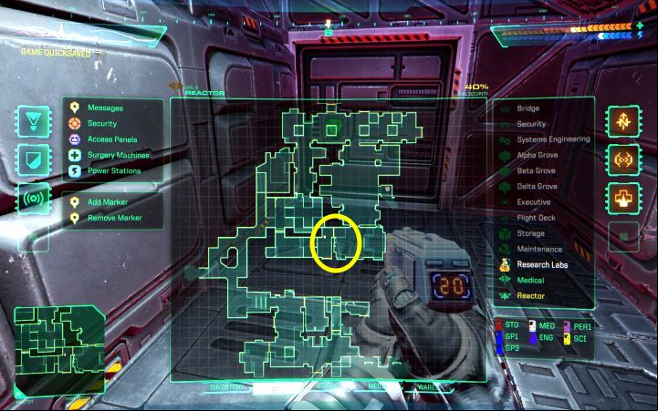 You need to reach the Reactor deck and, finally, be able to reach its central part - System Shock Remake: Disabling the mining laser - puzzle solution - Puzzles - System Shock Remake Guide