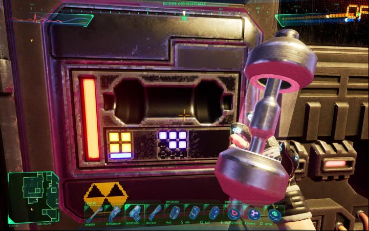 Approach the Radiation Shield console - insert the isotope in the open left slot - System Shock Remake: Isotope X-22 - puzzle solution - Puzzles - System Shock Remake Guide