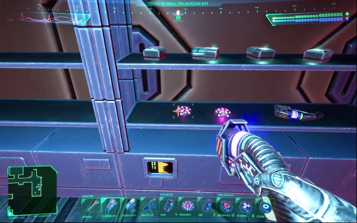 You can find this type of mine beginning from the Medical Deck - System Shock Remake: List of all weapons and grenades - Basics - System Shock Remake Guide