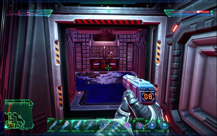 After a successful landing, open the north-eastern upper door of the tower - System Shock Remake: All Skully - Secrets and Collectibles - System Shock Remake Guide