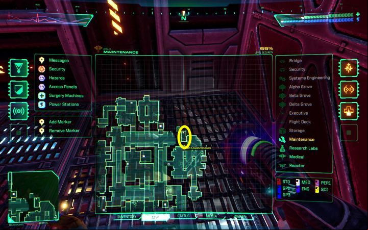 Found in northern room of the Beta section in the eastern part of Maintenance Deck - System Shock Remake: List of all Wares (implants) - Secrets and Collectibles - System Shock Remake Guide