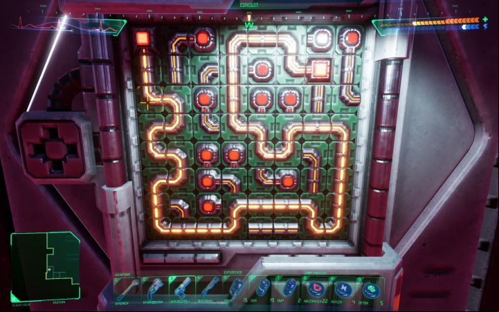 Exemplary solution to the puzzle is shown in the picture above - a link created between 2 Red Square points - System Shock Remake: Puzzles - Junction Box - Basics - System Shock Remake Guide