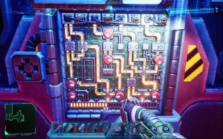 An example of the correct solution to the wire is shown in the picture - you need to match the plugs, ports, knobs and switches correctly to get the right voltage - System Shock Remake: Puzzles - Junction Box - Basics - System Shock Remake Guide