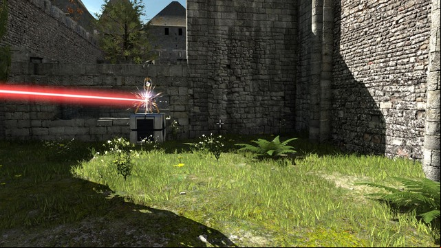 You must break the beam for a second to demount the fan. - C4 | World C - World C - The Talos Principle Game Guide