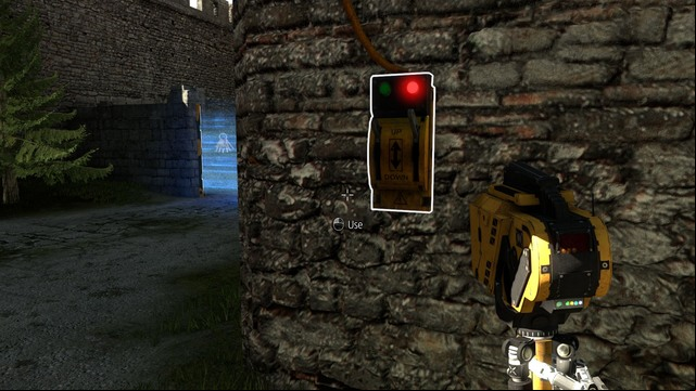 The switch will deactivate the turrets. - C6 | World C - World C - The Talos Principle Game Guide