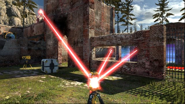 Connect the buttons with the floating connector. - BFF | World 3 - World 3 - The Talos Principle Game Guide