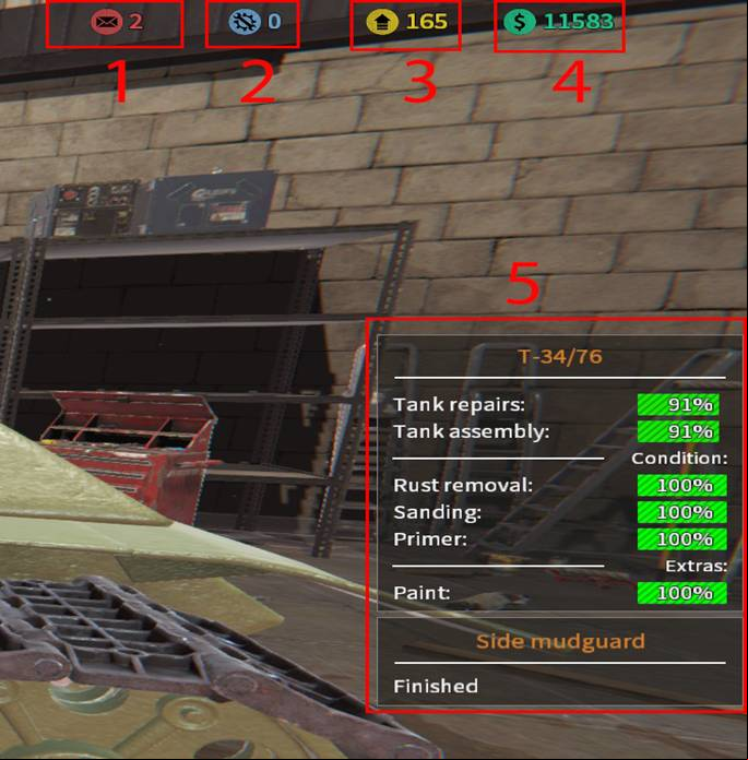 The picture shows the default view. - Interface in Tank Mechanic Simulator - Basics - Tank Mechanic Simulator Guide