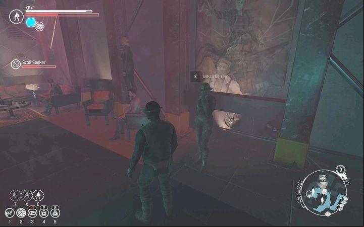 In the bar you will be interrupted by a woman with a helmet on her head. - Side quests in The Slums - Side quests - The Technomancer Game Guide