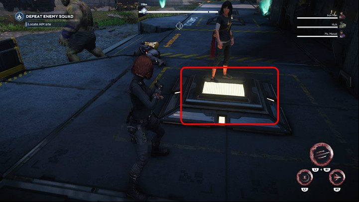 Around the entrance to the warehouse you can find a few buttons - Marvels Avengers: Beginners Guide & Tips - Basics - Marvels Avengers Guide