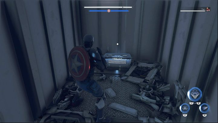 There is one silver chest with gear hidden behind the containers with resources - Marvels Avengers: By Force of Mind, walkthrough - Gold Coast - Marvels Avengers Guide