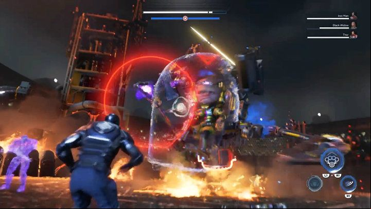 While you are attacking MODOKs engines, you must also constantly avoid the bosss mechanical arms, which have a really long range - Marvels Avengers: By Force of Mind, walkthrough - Gold Coast - Marvels Avengers Guide