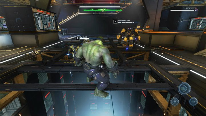 Pay special attention to Cryo Synthoids, which can immobilize your hero and expose him to attack, as well as to Dreadbots and soldiers in exos - Marvels Avengers: By Force of Mind, walkthrough - Gold Coast - Marvels Avengers Guide