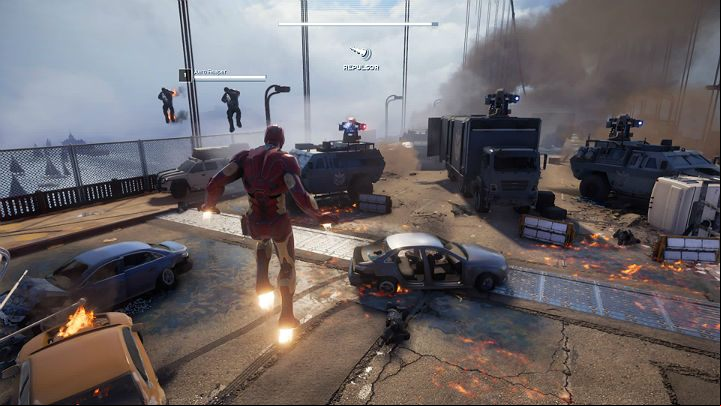 As Iron Man, you will have to complete a short flying guide and learn how to shoot moving targets - Marvels Avengers: The light that failed, walkthrough - Gold Coast - Marvels Avengers Guide