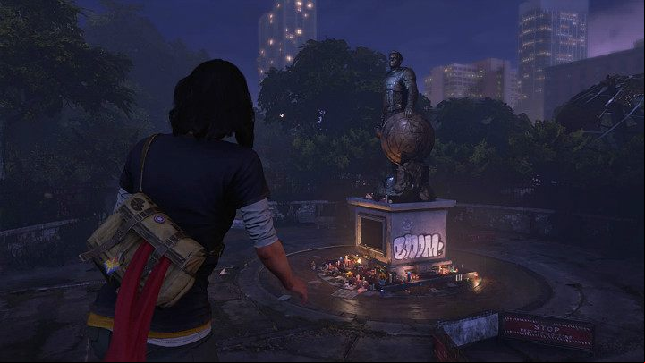 Go ahead, by the shattered Hulk statue and jump over a low wall - Marvels Avengers: New normal, walkthrough - Eastern seaboard - Marvels Avengers Guide