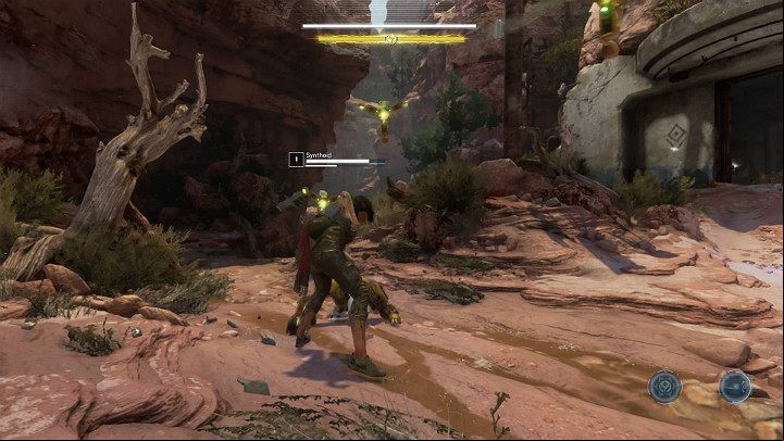 After you slip off a cliff, youll be attacked by a small AIM unit that is quite easy to defeat - Marvels Avengers: The road back, walkthrough - Utah Badlands - Marvels Avengers Guide