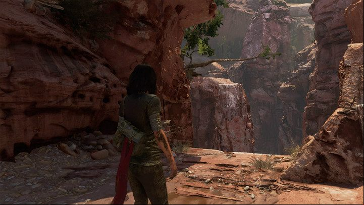 After you reach the chasm you will have to grab a branch to jump to the other side - Marvels Avengers: The road back, walkthrough - Utah Badlands - Marvels Avengers Guide