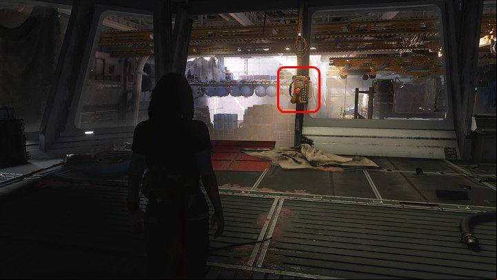 Activate the button on the console to move the platform, then use it to jump to the other side of the ship - Marvels Avengers: The road back, walkthrough - Utah Badlands - Marvels Avengers Guide