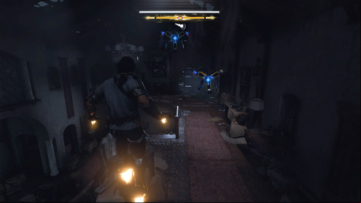 There will be AIM some drones in the room above your head - Marvels Avengers: House Call, walkthrough - Utah Badlands - Marvels Avengers Guide