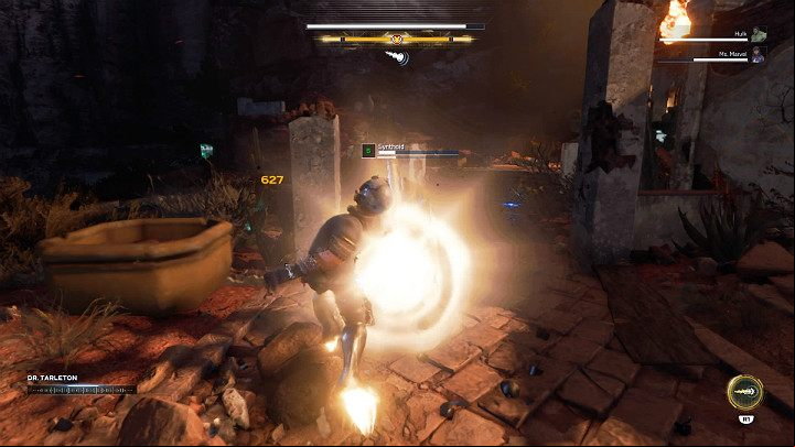 After killing the Dreadbot, it is time to fight a large squad of AIM soldiers - Marvels Avengers: House Call, walkthrough - Utah Badlands - Marvels Avengers Guide