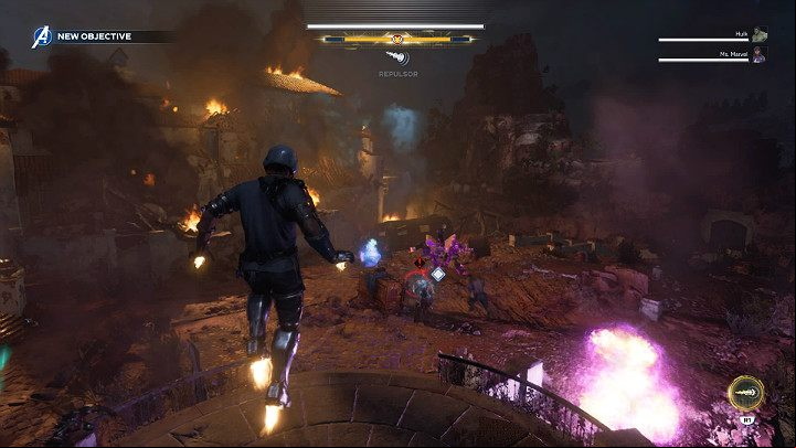 After defeating these enemies, Tarleton will send an elite AIM squad with two Cryo Synthoids and one Dreadbot to the battle - Marvels Avengers: House Call, walkthrough - Utah Badlands - Marvels Avengers Guide