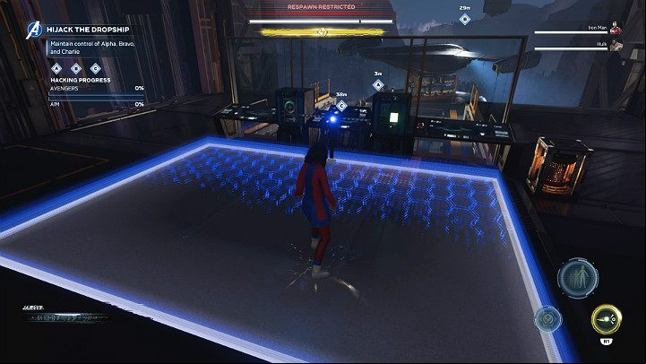 After entering the higher level, you will have to maintain control of the 3 terminals - Alpha, Bravo and Charlie, marked with the letters A, B and C - Marvels Avengers: Breakout, walkthrough - Utah Badlands - Marvels Avengers Guide