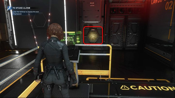 Now head to the control and reveal the door opening mechanism - Marvels Avengers: To stand alone, walkthrough - Utah Badlands - Marvels Avengers Guide