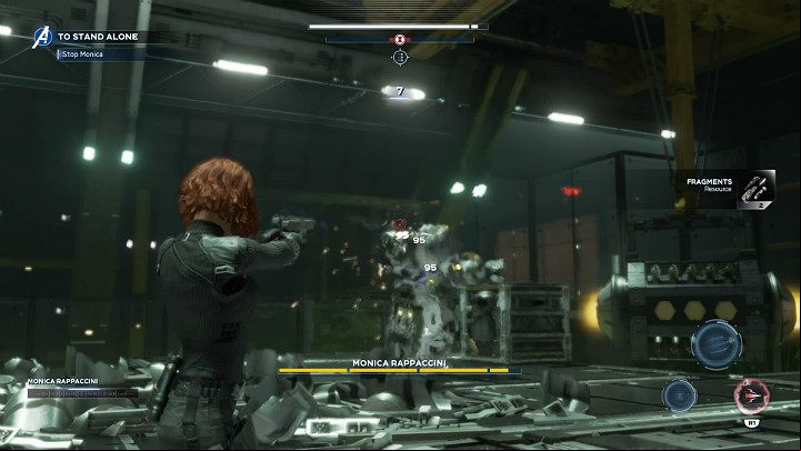 During the first phase of the duel try to make the best use of your ranged weapon - Monicas mech is not that mobile - Marvels Avengers: To stand alone, walkthrough - Utah Badlands - Marvels Avengers Guide