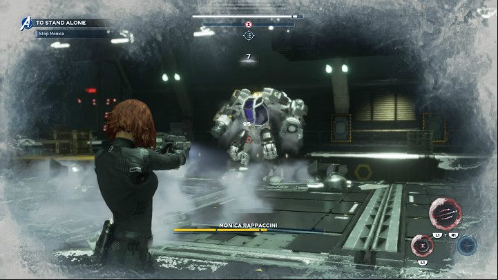 During the second phase, also try to avoid melee combat and attack your opponent by using ranged weapons - Marvels Avengers: To stand alone, walkthrough - Utah Badlands - Marvels Avengers Guide