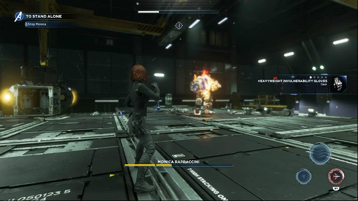 In the final phase of the boss fight, Monica doesnt have the high-speed machine gun, but a grenade launcher - Marvels Avengers: To stand alone, walkthrough - Utah Badlands - Marvels Avengers Guide
