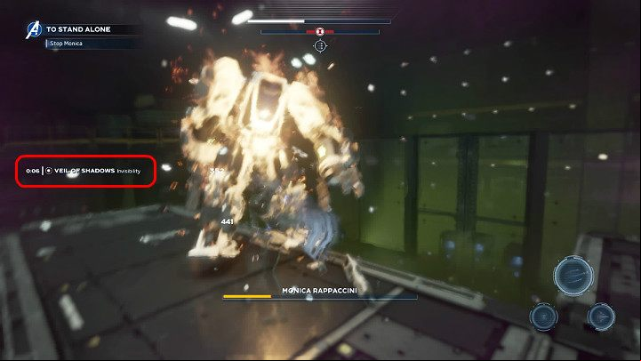 If the Veil of Shadows ability becomes available, then you will be able to strike your enemy without any limits for a few seconds - Marvels Avengers: To stand alone, walkthrough - Utah Badlands - Marvels Avengers Guide