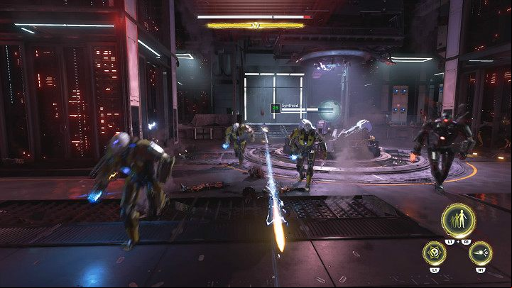 In this room, you have to neutralize the Synthoids that are trying to destroy Jarvis servers - Marvels Avengers: Once an Avenger, walkthrough - Helicarrier - Marvels Avengers Guide
