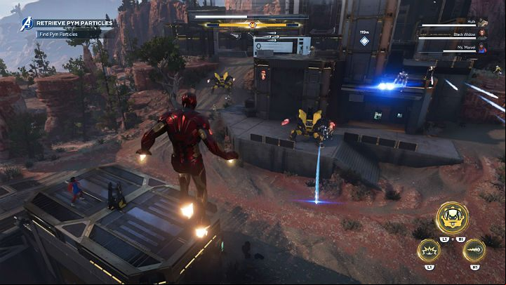 When you go towards the main mission marker, you will encounter a slightly more challenging group, which includes Stiletto Riotbots and Dreadbots - Marvels Avengers: Agony and the Ant Hill, walkthrough - Utah Badlands - Marvels Avengers Guide
