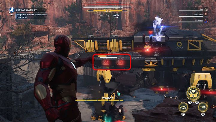 This time, the side vents and the vents on the inside of the legs will overheat - Marvels Avengers: Agony and the Ant Hill, walkthrough - Utah Badlands - Marvels Avengers Guide