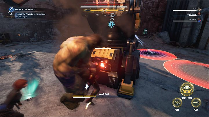 The vents on the front and back legs can be destroyed one by one - when one is destroyed, move on to the next leg - Marvels Avengers: Agony and the Ant Hill, walkthrough - Utah Badlands - Marvels Avengers Guide