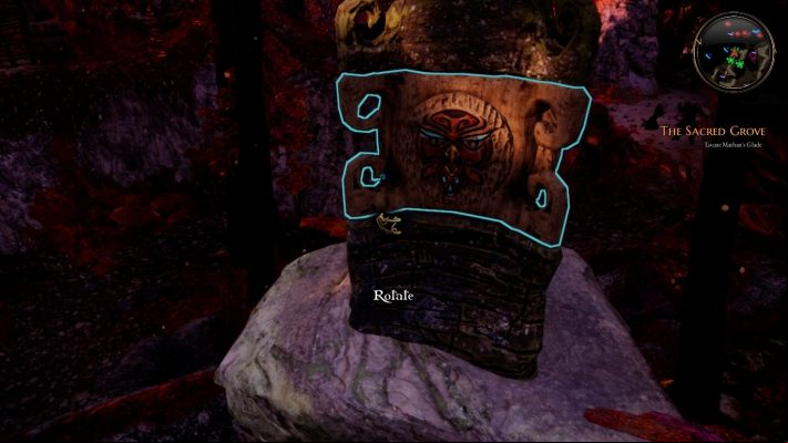 When the fairy reaches the third totem, you must rotate the second - The Sacred Grove | The Bards Tale 4 Main Quest Walkthrough - Main Quests - The Bards Tale 4 Game Guide