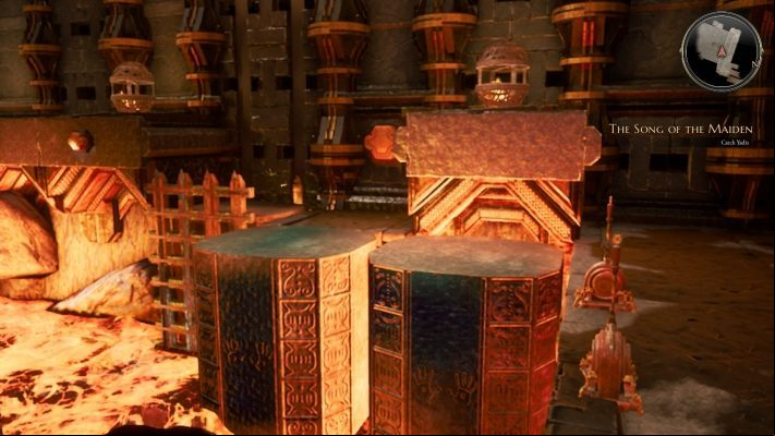 Move the stones to reach the button that unlocks the third stone - The Song of the Maiden | The Bards Tale 4 Walkthrough - Main Quests - The Bards Tale 4 Game Guide