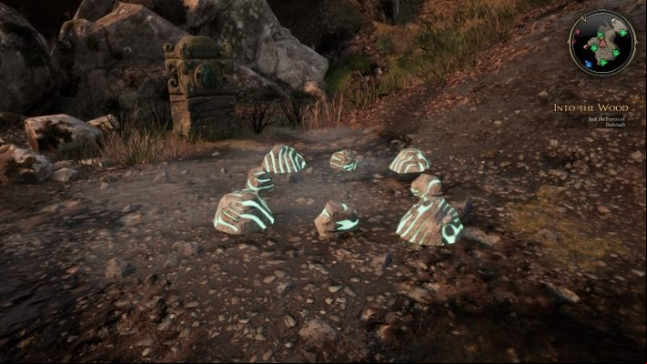 When the mobile fairy is at the entrance to its hideout, push the static one towards the stones, which will open the door - Into the Wood... | The Bards Tale 4 Main Quest Walkthrough - Main Quests - The Bards Tale 4 Game Guide