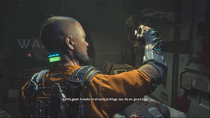 You'll reach Operating C104 - here you can find the GRP - a glove that allows you to grab objects and enemies (hold down the aim button and press X/A on the gamepad) - Callisto Protocol: Aftermath - Walkthrough - The Callisto Protocol Guide