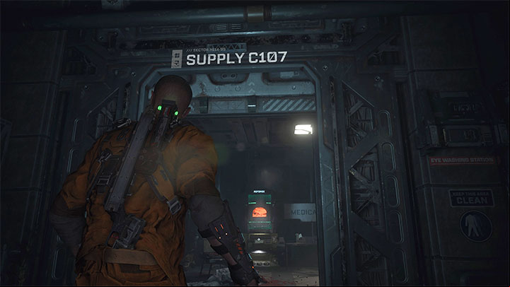 After defeating encountered monsters, reach the other end of the room and place the Gate Fuse in the new fusebox - the age to Med Office C105 will be unlocked - Callisto Protocol: Aftermath - Walkthrough - The Callisto Protocol Guide