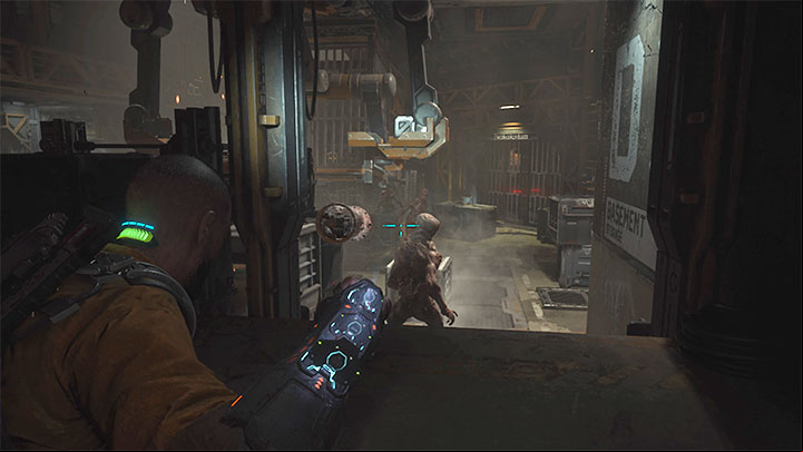 There is a locked pathway (D3 Basement) here that requires a Gate Fuse - it as you'll be back here - Callisto Protocol: Aftermath - Walkthrough - The Callisto Protocol Guide