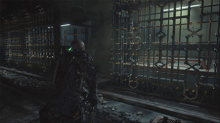 In the next location, after eliminating or avoiding the blind creatures, choose the age between the rows of spikes (picture) - Callisto Protocol: Tactical Pistol schematic - secrets, collectibles - Schematics - The Callisto Protocol Guide