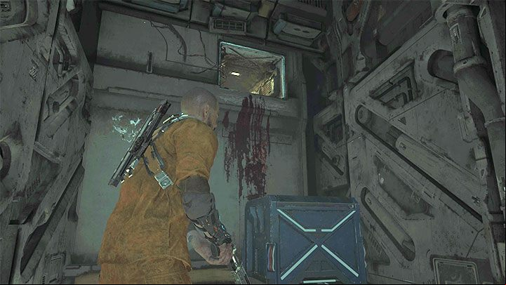 You can now climb up the chest to the upper hatch shown in the picture - Callisto Protocol: Habitat - Walkthrough - The Callisto Protocol Guide