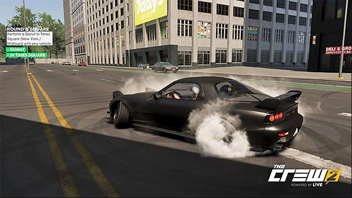 Description: Perform a donut in Times Square (New York / Midtown) with any vehicle - Album - Street Racing in The Crew 2 - Photo Ops - The Crew 2 Game Guide