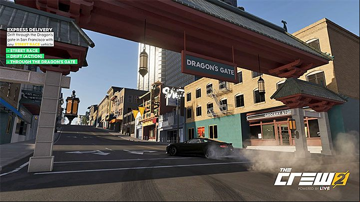Description: Drift through the Dragons gate in San Francisco with any Street Race vehicle - Album - Street Racing in The Crew 2 - Photo Ops - The Crew 2 Game Guide