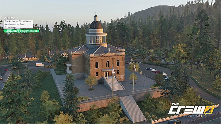 Description: The Auburns courthouse (northeast of San Francisco) - Album - Street Racing in The Crew 2 - Photo Ops - The Crew 2 Game Guide