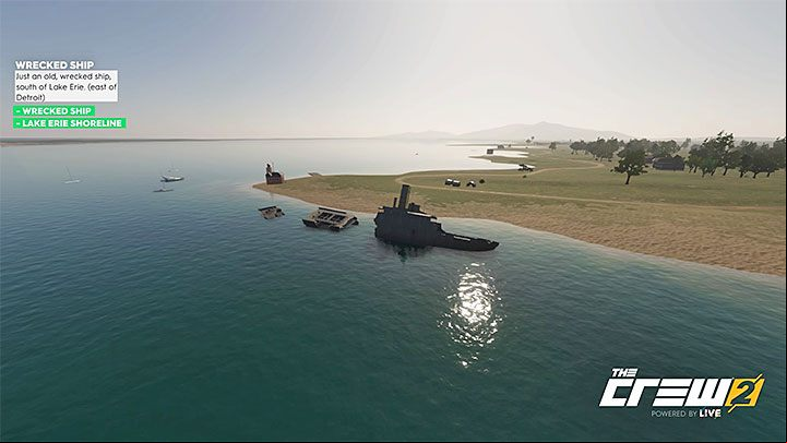 Description: Just an old, wrecked ship, south of Lake Erie (east of Detroit) - Album - Street Racing in The Crew 2 - Photo Ops - The Crew 2 Game Guide