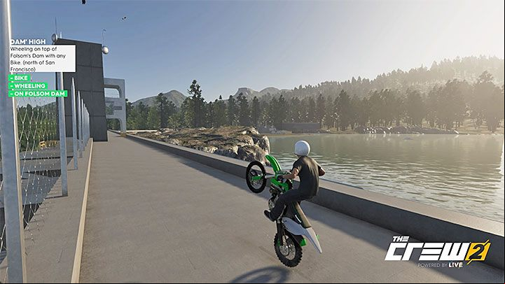 Description: Wheeling on top of Folsoms Dam with any Bike (north of San Francisco) - Album - Off-Roadin in The Crew 2 - Photo Ops - The Crew 2 Game Guide