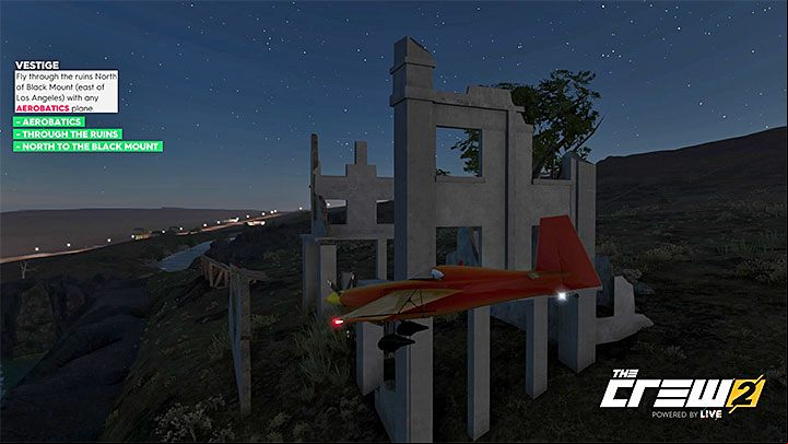 Description: Fly through the ruins North of Black Mount (east of Los Angeles) with any Aerobatics plane - Album - Freestyle in The Crew 2 - Photo Ops - The Crew 2 Game Guide