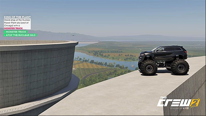 Description: Stand atop of the Nuclear Power Plant silo (west of Chicago) with a Monster Truck - Album - Freestyle in The Crew 2 - Photo Ops - The Crew 2 Game Guide